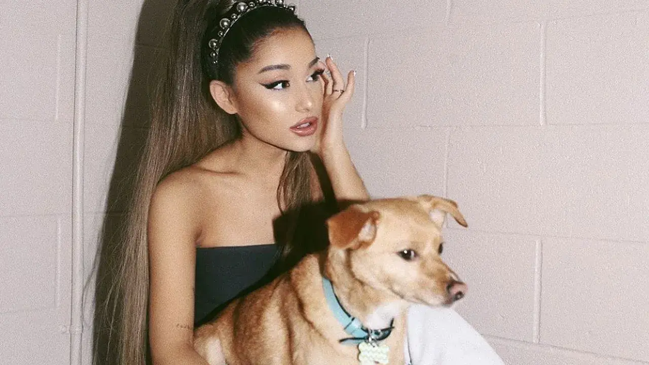 Ariana Grande with her dog Toulouse