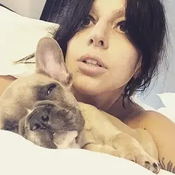 Lady Gaga with her dog Koji