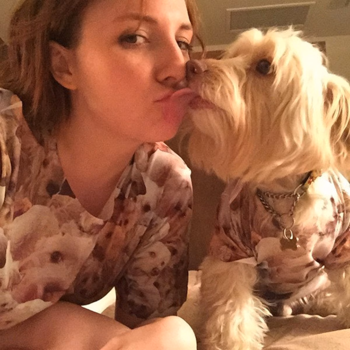 Lena Dunham with her dog Lamby